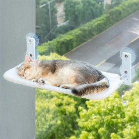 MEWOOFUN Cat Window Perch Hammock With Steel Frame And Strong Suction Cups Washable Cat Bed Seat For Indoor Cats White Medium (Option: WP050)