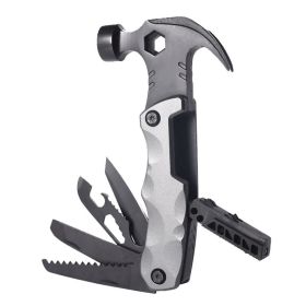 Multifunctional Survival Tools Foldable Outdoor Tool Hammer (Color: GREY, Type: Nail Hammer)