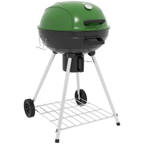 Outsunny 21" Kettle Charcoal BBQ Grill Trolley with 360 sq.in. Cooking Area, Outdoor Barbecue with Shelf, Wheels (Color: as Pic)